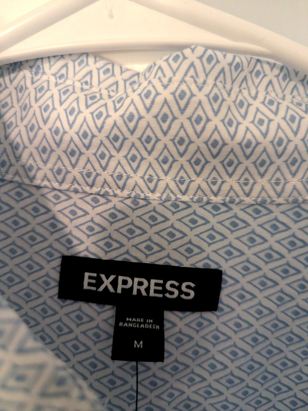 Express Men’s Blue Micro-Pattern Button-Up Shirt - Picture 6 of 8